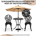 thumbnail image 5 of BAYUELSWU 3-Piece Outdoor Bistro Set Patio Set Outdoor Patio Furniture w/Tulip Design, Rust-Resistant Cast Aluminum Table and Chairs w/Umbrella Hole for Balcony Backyard Garden (Black), 5 of 7