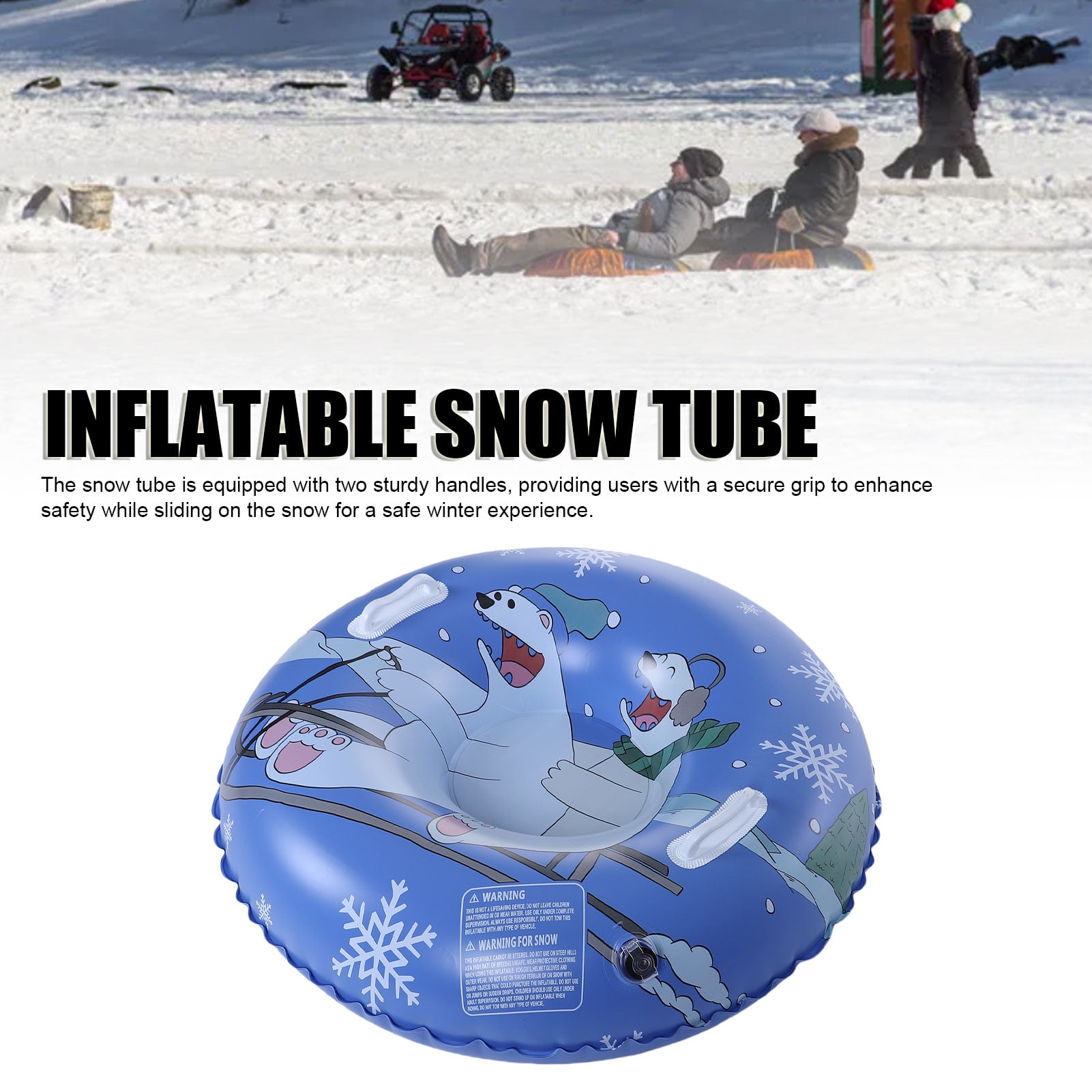 Inflatable Snow Tube Inflatable Snow Sled Round Sled Sledding Tube Blow Up Snow Tube Inflatable Snow Tube Thickened Bottom 36 Inch Kids Sled With Handles 2 Repair Patches For Winter Outdoor Sledding