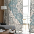 thumbnail image 4 of Traditional Blue, Sheer Curtains 63 Inches Length 2 Panels Set, Window Sheer Curtains for Living Room/Bedroom, Grey Abstract Middle Century Flower Light Filtering Rod Pocket Curtain 52'' x 63'' x 2, 4 of 7