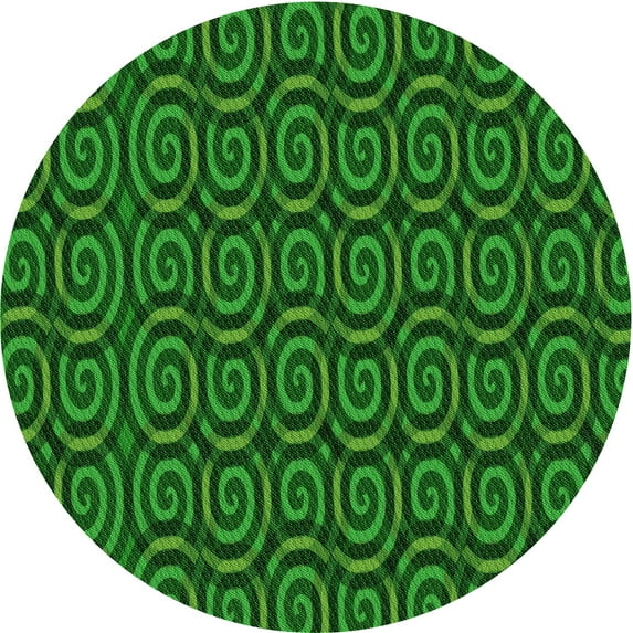 Ahgly Company Machine Washable Indoor Round Transitional Deep Emerald Green Area Rugs, 3' Round
