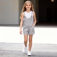 thumbnail image 4 of Gray Boy Girl Girls Cute Overall Straight Leg Plain Overalls Shortalls Shorts One Piece for Girls Faux Linen Lounge Summer Fall Bib Pants Shortalls 2026 Clothes Trendy 9 Years, 4 of 8