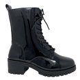 thumbnail image 2 of SNJ New Women's Lug Sole Platform Combat Ankle Bootie Lace up Side Zipper Bootie, 2 of 5