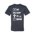 thumbnail image 2 of Eat Sleep Pray Repeat for Christians Faith | Mens Inspirational/Christian Graphic T-Shirt, Vintage Heather Navy, Large, 2 of 3
