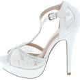 thumbnail image 4 of Static Footwear HY-5 Formal Evening Party Lace Ankle T-Strap Peep Toe Stiletto High Heel Pumps, 4 of 7