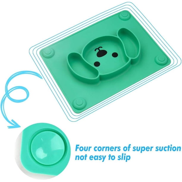 Mantel Individual de silicona para bebés, plato de alimentación antideslizante para niños pequeños con fuerte succión que se adapta a la mayoría de las bandejas para sillas altas