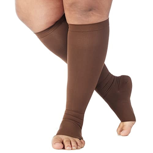 Mojo Compression Socks Open Toe KneeHi Extra Wide Support Stockings
