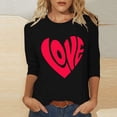 thumbnail image 3 of Tbopshirt Valentine's Day T-Shirts for Women 3/4 Sleeve,Casual Crewneck Loose Love Heart Graphic Tees Summer Plus Size Tops,S-XXXXXL, 3 of 4