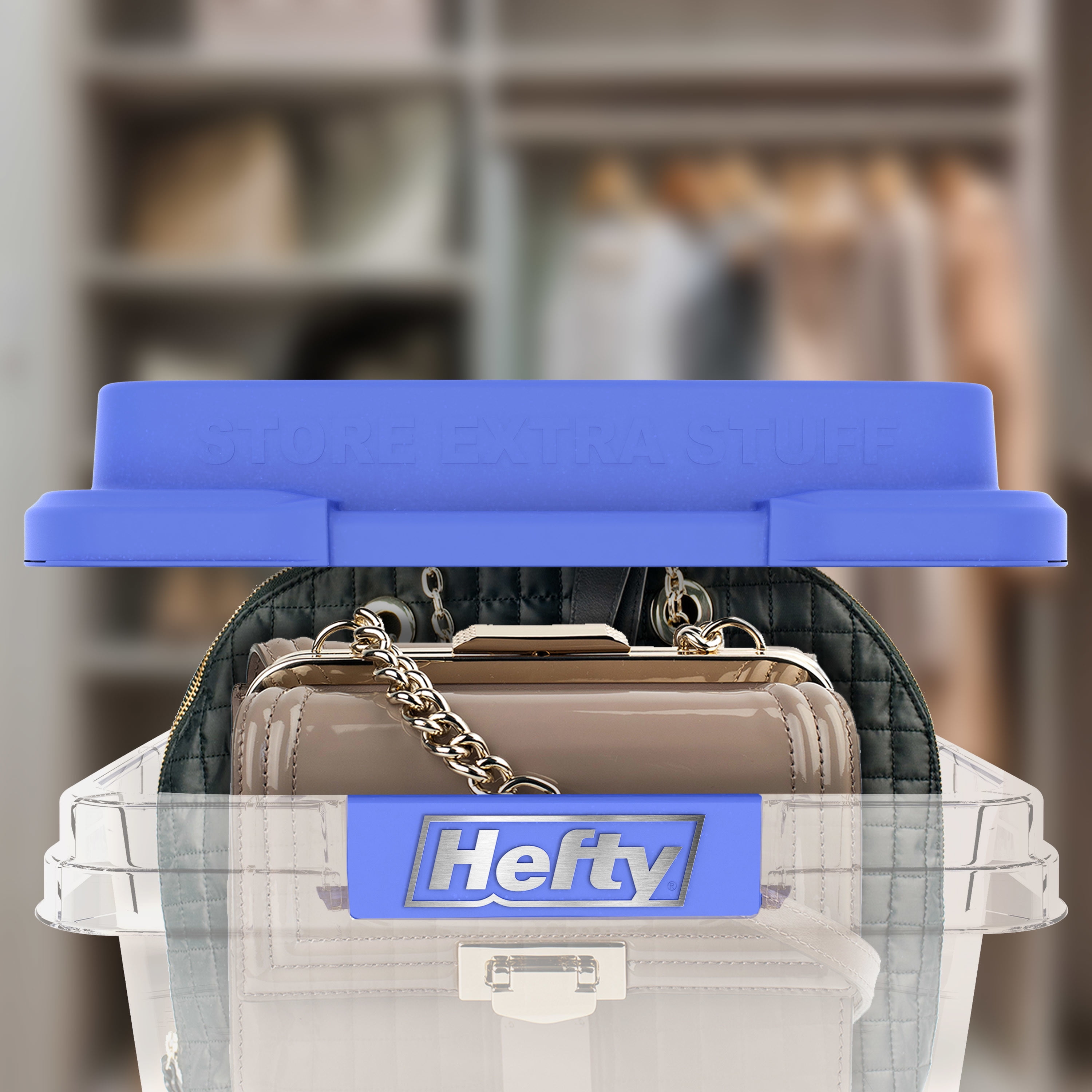  Hefty HI-RISE Clear Plastic Bin with Smoke Blue Lid (6 Pack) -  72 qt Storage Container with Lid, Ideal Space Saver for Closet Shoe Storage  Bins and Under Shelf Storage 
