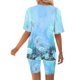 thumbnail image 5 of Blusas para las Mujeres Casual Impreso Cuello en V Manga Corta Blusa Pantalones Cortos, Conjuntos de Ropa para las Mujeres, 5 of 6