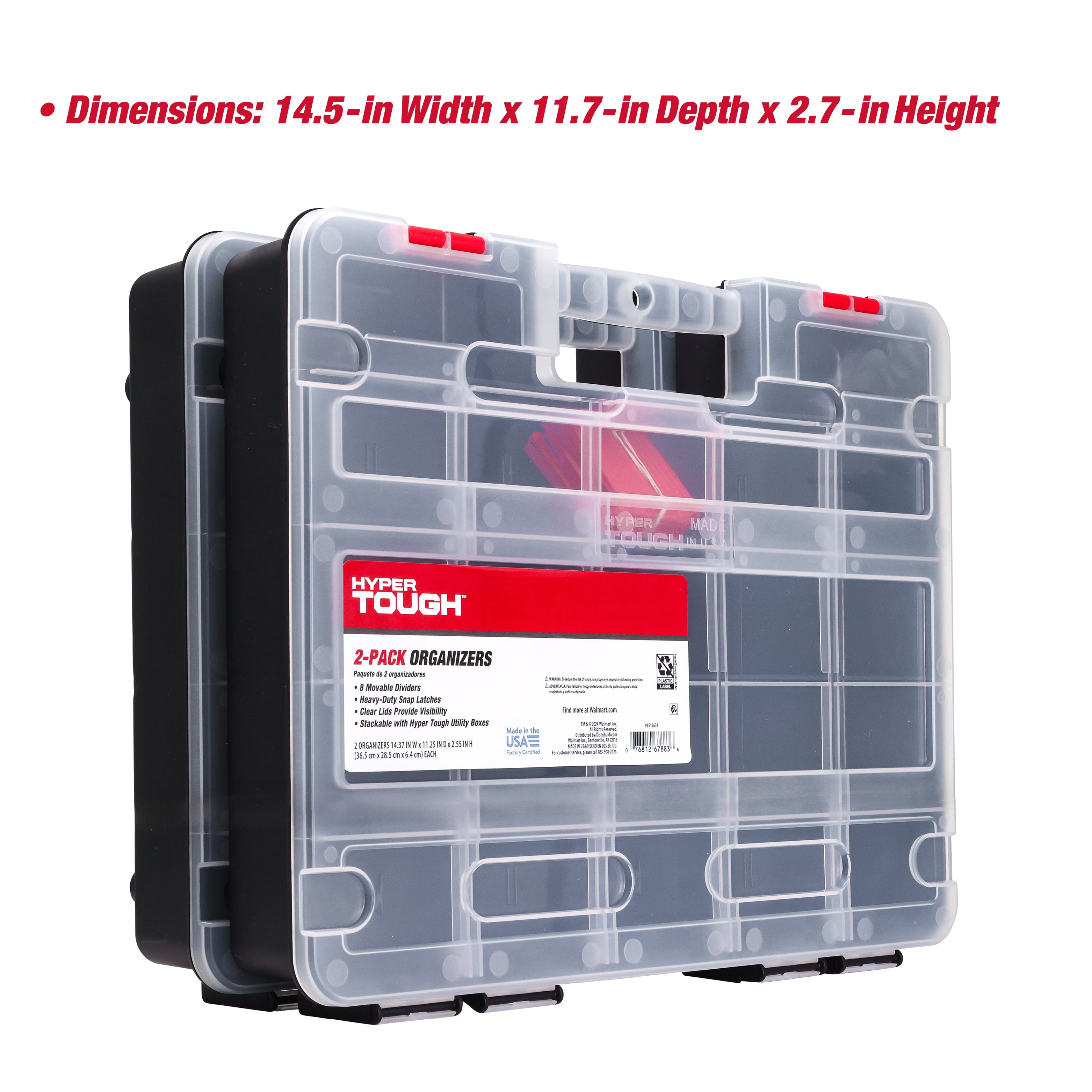 Hyper Tough Stackable Plastic Organizer with 17 Compartments, 8