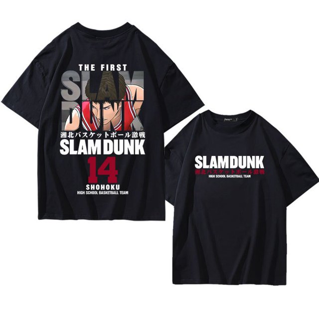 Camisetas de algodón de Slam Dunk para hombre, camisa informal de gran tamaño con estampado de Shohoku Sakuragi Hanamichi, Top de Manga corta Unisex