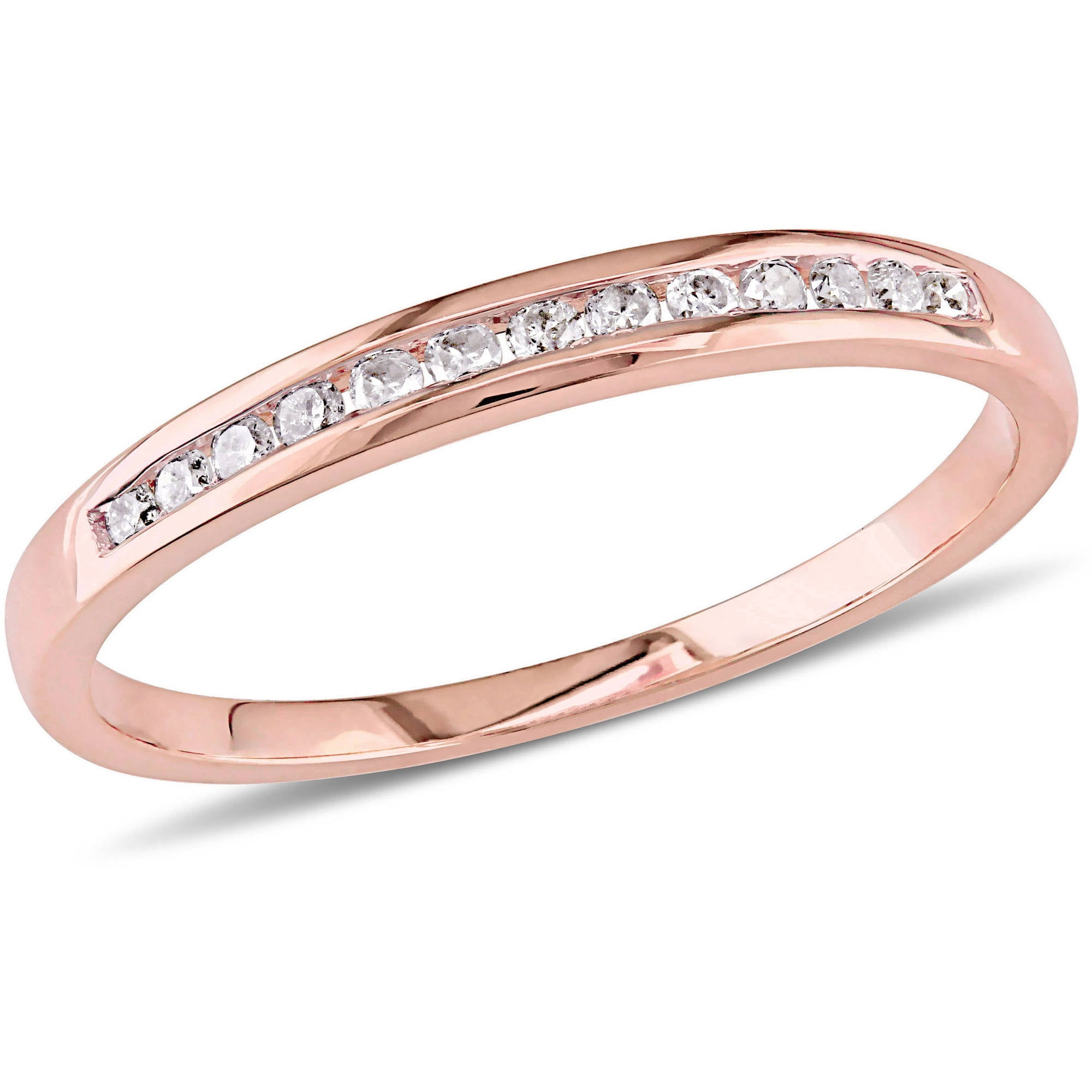 Miabella 1 8 Carat T.W. Diamond 10kt Pink Gold Semi-Eternity Anniversary Ring by Delmar Manufacturing LLC