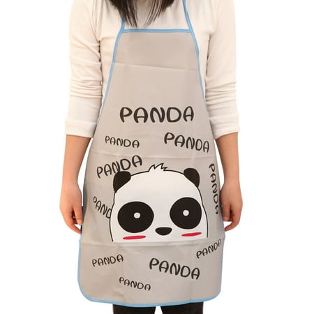 

NUOLUX Patterned Waterproof Apron Shoulder Strap Apron Grease-proof Loose Cooking Apron(Panda)