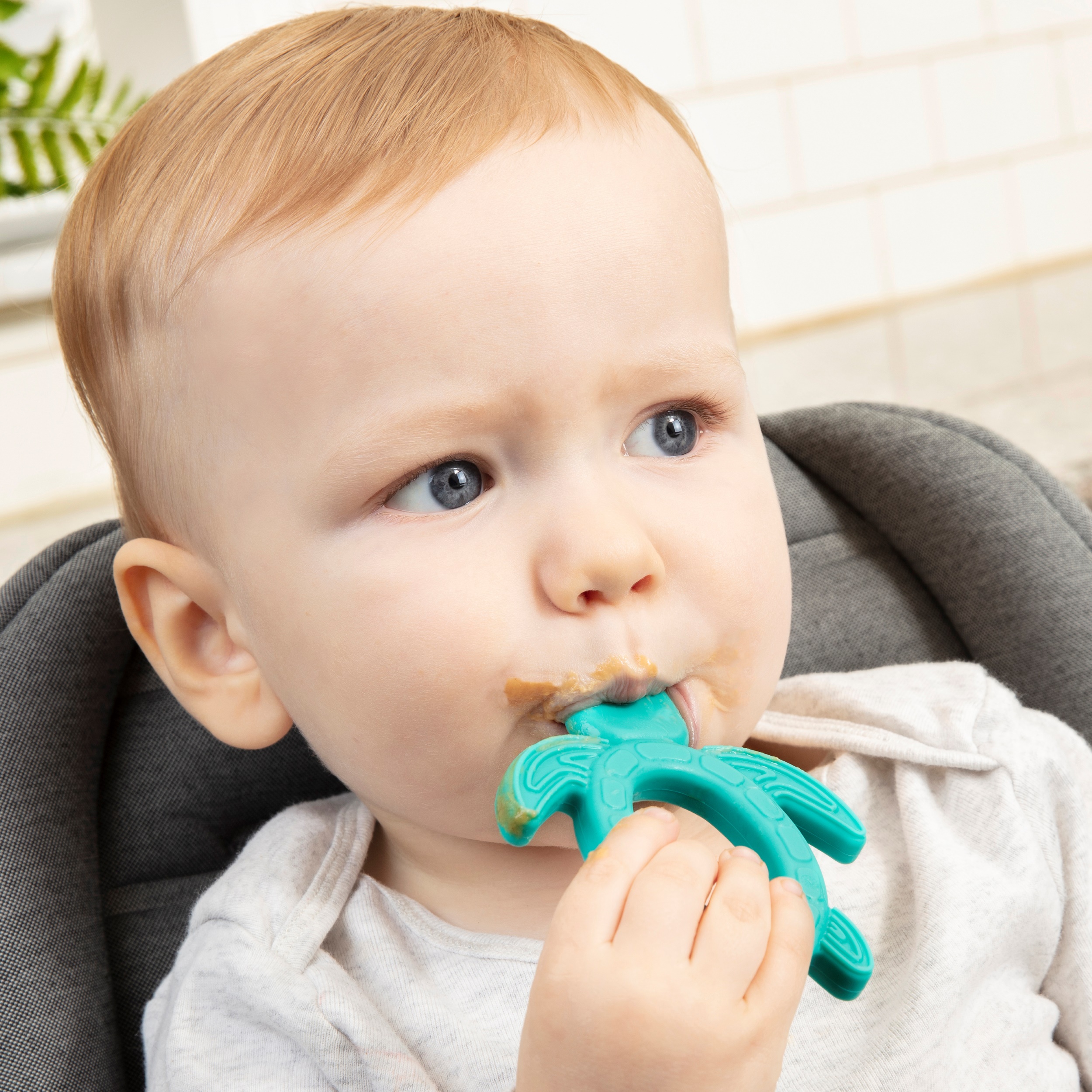 Dr. Brown's 100% Silicone Starter Spoon or Teether, Teething or Solid Food Scooper, BPA Free, 4m+ Green & Teal Turtle 2-Pack - image 4 of 6