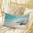 thumbnail image 4 of Summer Coastal Pillow Covers, Linen Long Throw Pillow Case, Ocean Beach Starfish Blue Beige Holiday Pillow Protector Decorative Cushion Cover for Living Room/Bedroom 16" x 24", 4 of 8
