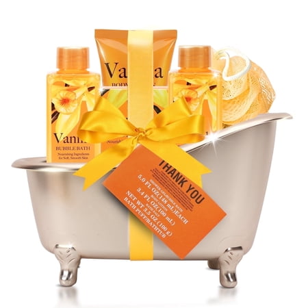 Spa Luxetique Bath Gift Baskets for Women - Vanilla Body Care Gift Sets for Mom, Beauty Holiday Anniversary Birthday Gifts, Home Pampering Sets for Her