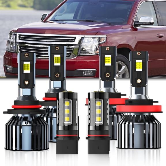 Headlights Fit For 2015-2020 Chevrolet Suburban LED Headlight Bulbs,9005/HB3/H10 High Beam  H11/H8/H9 Low Beam  PSX26W Fog Light Combo,Plug And Play,Pack of 6 (Suburban 2015-2020)