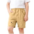 thumbnail image 2 of Boys Stretch Cotton Twill Cargo Shorts, Lightweight Pull On School Uniform Shorts with Full Elastic Waistband for Kids Years 2-8 Khaki, 2 of 8