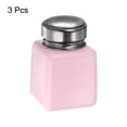 thumbnail image 3 of Uxcell 3pcs Solvent Alcohol Dispensers 120ml(4oz) Push Down Liquid Dispenser Pump w Stainless Steel Lid, Pink, 3 of 6