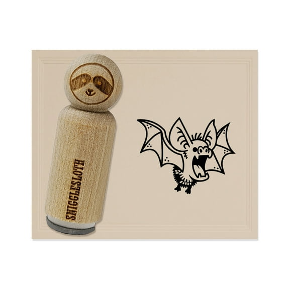 Fuzzy Little Cartoon Bat Halloween Rubber Stamp for Scrapbooking Crafting Stamping - Small 3/4 Inch