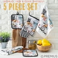 thumbnail image 3 of PREMIUS 5 Piece Printed Kitchen Linen Set, Baking Chef, 2 Cotton Towels, 2 Pot Holders, 1 Oven Mitt, 3 of 8