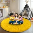 thumbnail image 3 of SARAG 5x5ft Round Shaggy Area Rugs for Bedroom Living Room, Fluffy Rug Plush Decorative Rug for Indoor Home Floor Carpet,Bright Yellow, 3 of 8