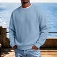 thumbnail image 4 of Mens Sweaters Crew Neck Long Sleeve Solid Color Fashion Loose Thicken Fall Pullover Sweater Blue XL, 4 of 7