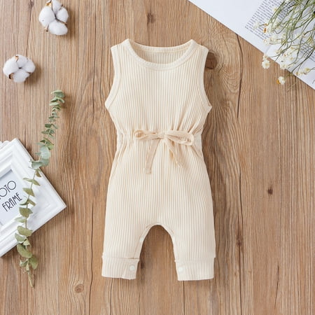 

Baby girl jumpsuit Infant Baby Girls Boys Solid Sleeveless Romper Jumpsuit Clothes CHMORA