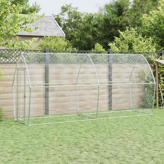 vidaXL Chicken Cage Silver Galvanized steel Spacious Durable