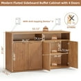 thumbnail image 2 of LEYAOYAO Large Fluted Buffet Cabinet with 4 Doors & Shelves Wood Sideboard Buffet Table Storage Cabinet Modern Accent Console for Living Room, Brown, 2 of 8