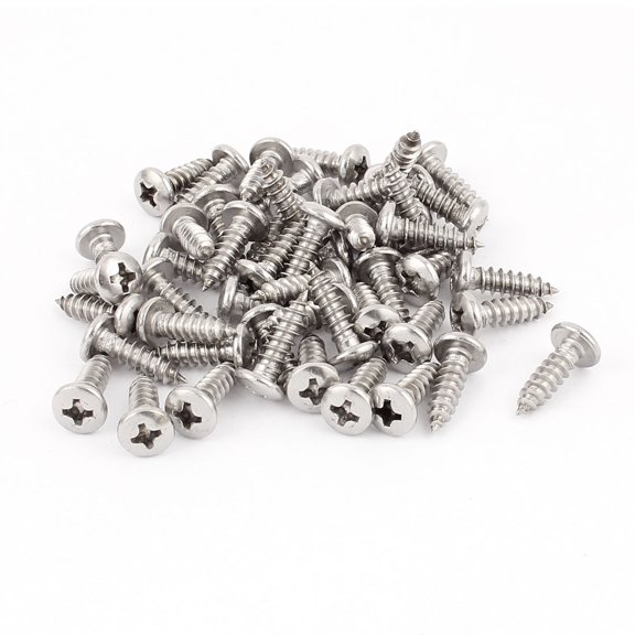 Unique Bargains 4.8mm x 18mm  Cross Drive Pan Head Self Tapping Screw Fasteners 50Pcs Stainless Steel