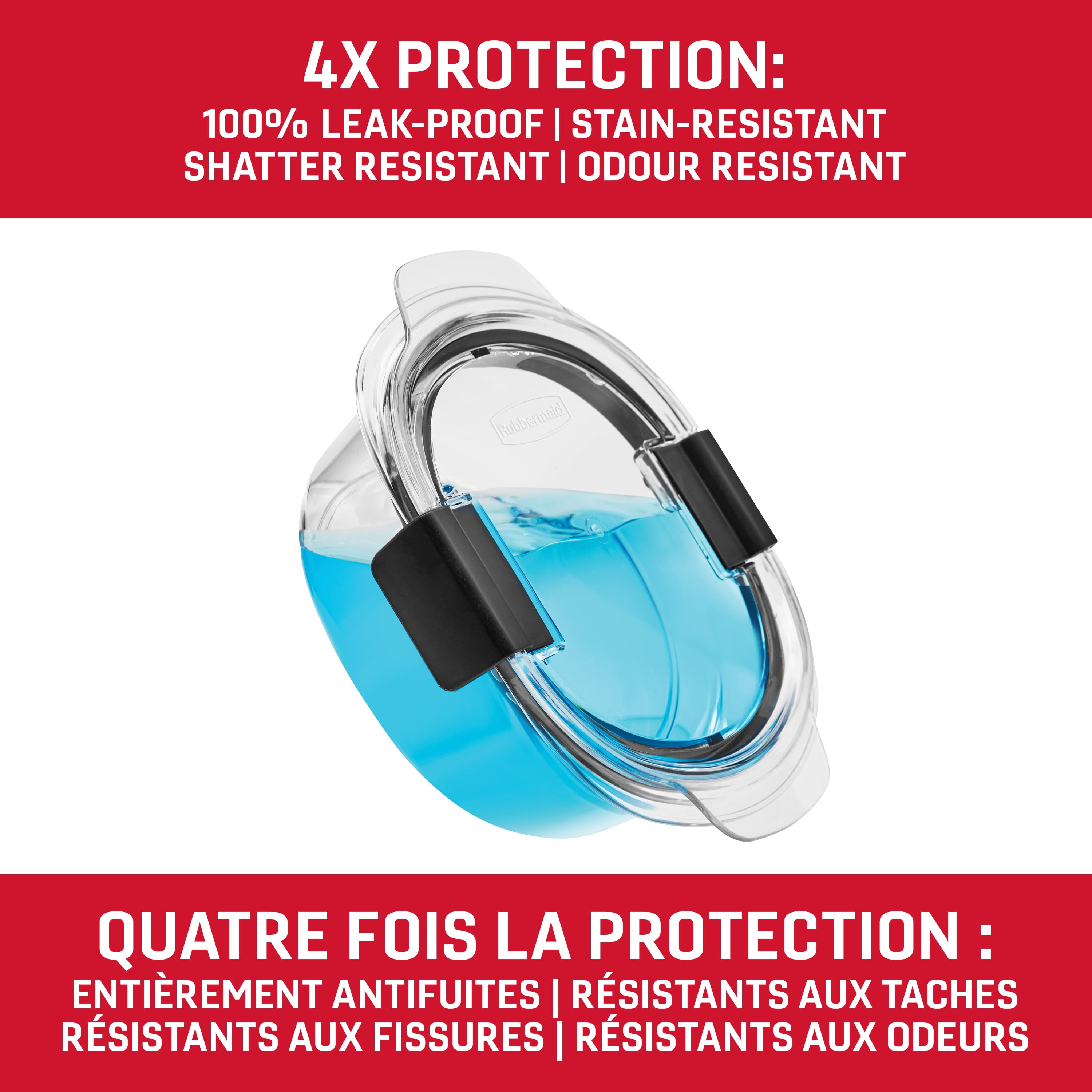 Récipients ronds de rangement pour aliments Rubbermaid Brilliance, ensemble de 6 pièces