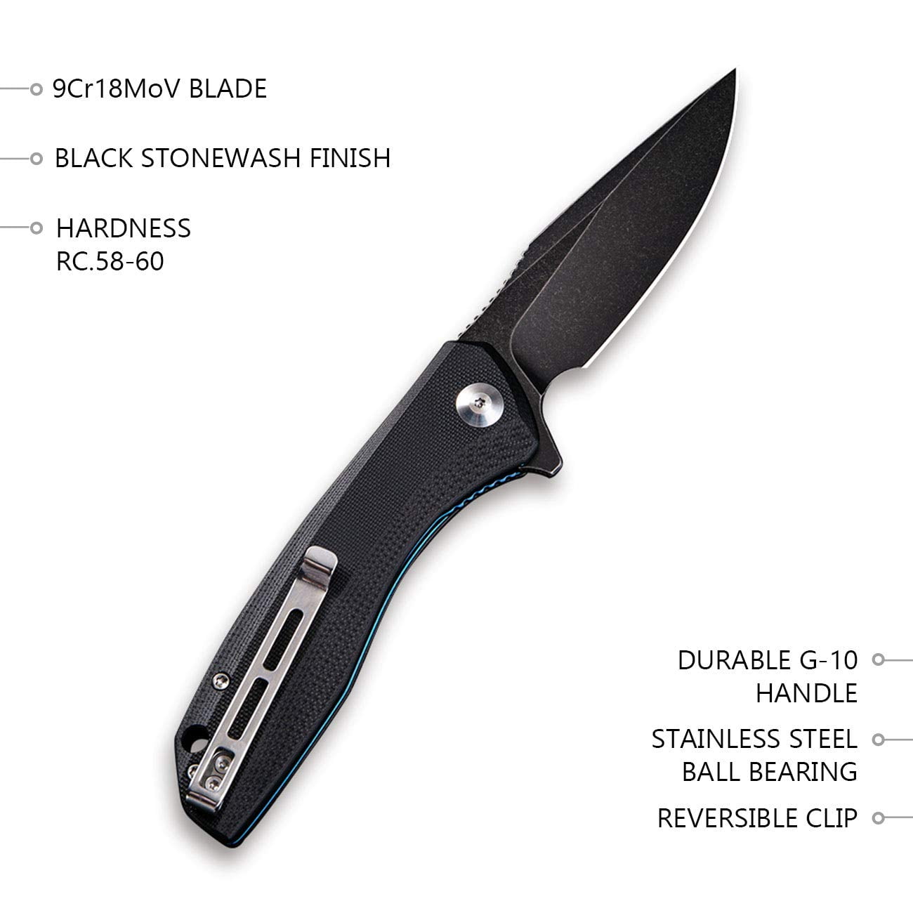 CIVIVI Baklash Pocket Knives 3.5" 9Cr18MoV Blade C801H