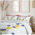 thumbnail image 6 of Science Duvet Cover Sets, Fusion Proton Neutron Chain Hydrogen Cosmic Energy Molecule Atom Print, Bedding Set with 2 Duvet Covers & 4 Pillowcases, 2 Pack Queen Size, Blue Red Yellow, by Ambesonne, 6 of 7