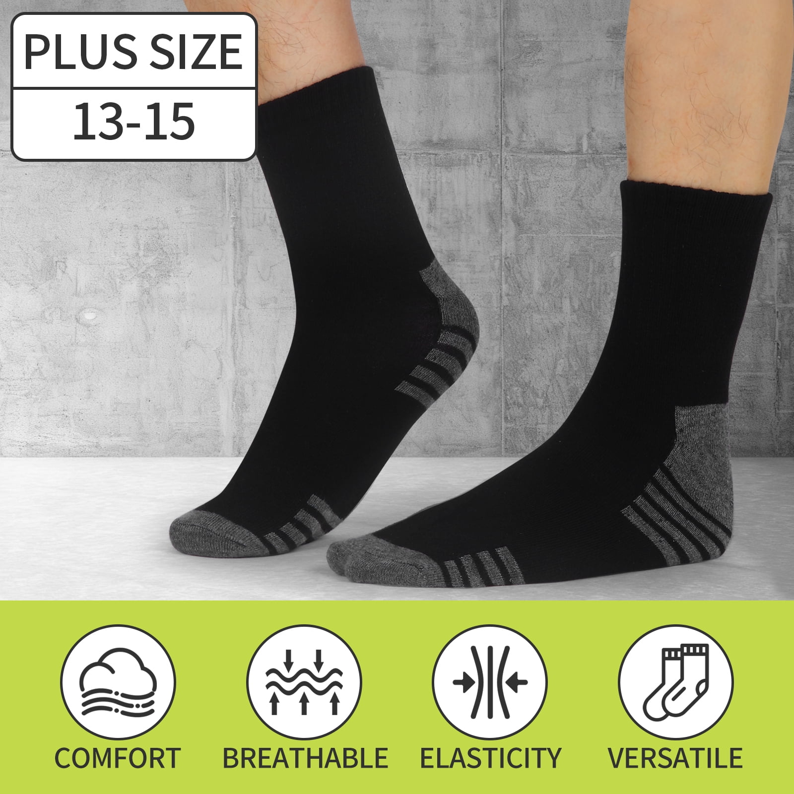 Usavemo 20 Pairs Mens Plus Size Socks Casual Socks Athletic Ankle Socks for Men Size 13-15