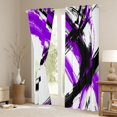 thumbnail image 3 of Manfei Abstract Brushstroke Kitchen Curtains, Watercolor Art Black Out Curtains Pack of 2 (42x63 Each), Purple, Black and White, 3 of 6