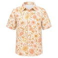 thumbnail image 3 of Kiijoy Boys Holiday Party Floral Shirt Short Sleeve Button Down Shirt, Orange, 5-6 Years, 3 of 3