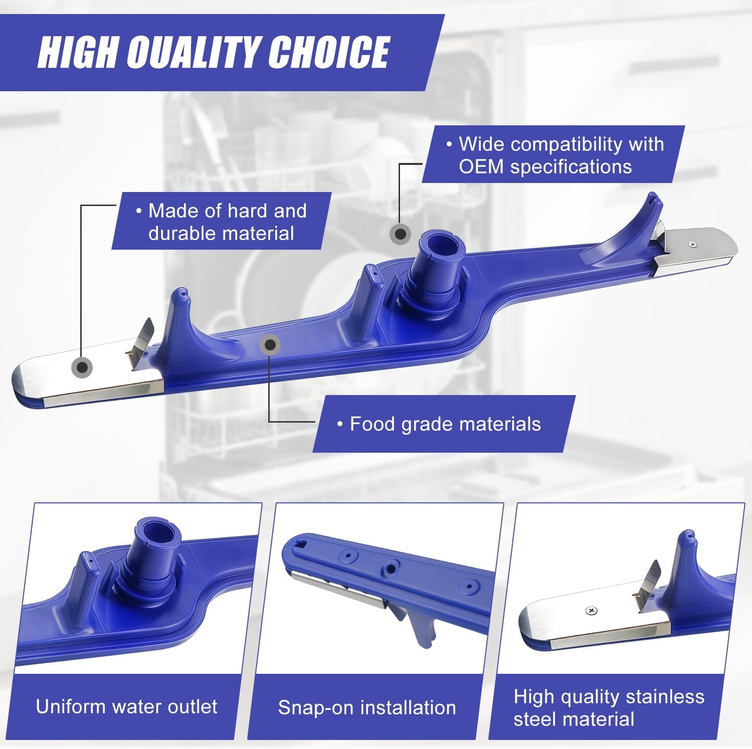 RVKXHD 5304517203 Dishwasher Lower Spray Arm Replacement – Compatible with Frigidaire, Kenmore & More – Replaces 154568001, 154414101, 154250901, 154568002, PS12585623, AP6783883