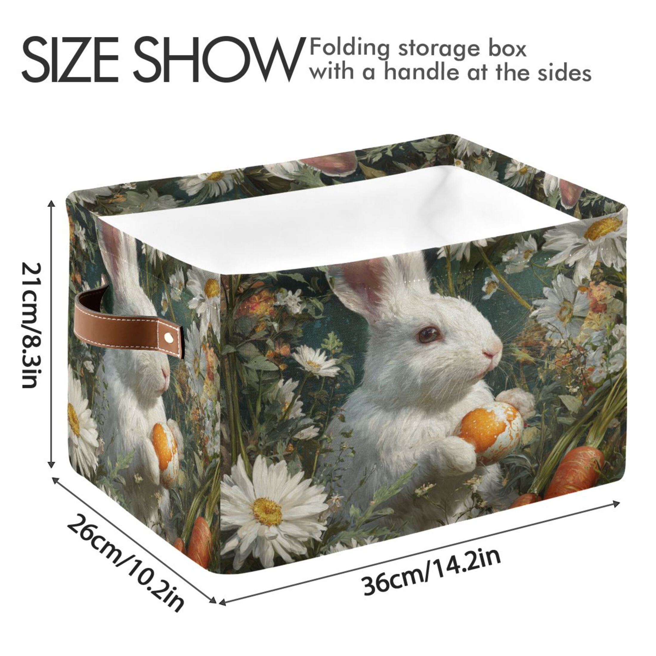 2PCS Square Storage Basket Home Storage Bins Bedroom Storage Basket Closet Storage Fashionable and Durable Cute Rabbit Easter