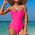 thumbnail image 5 of ANINEO 2025 Women Swimwear Solid Color Swimsuit Monokini Spaghetti Hollow Integrated Swimsuit Trendy Hawaii Summer Tropical Brazilian Beachwear, 5 of 7