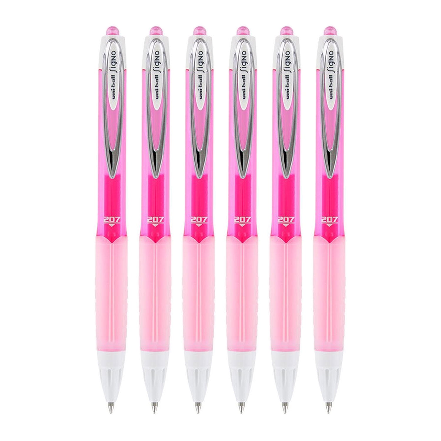 Uniball Signo 207 Retractable Gel Pens, Medium Point, 0.7mm, Pink Ink