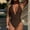 a000_Brown, variant on Womens One Piece Swim Suits Tummy Control Cutouts Swimwear Bikini Summer Casual,Solid Color Bath Suits for Women