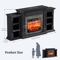 thumbnail image 5 of LGHM 72" Electric Fireplace TV Stand for 80 inch TV, Freestanding 23" Fireplace Heater with Mantel for Living Room, Bedroom, Red Brick, Black, 5 of 9