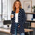 thumbnail image 6 of Women's Plus Size Navy Heart Print Cardigan, Long Sleeve Open Front Tunic with Pockets, 6 of 8