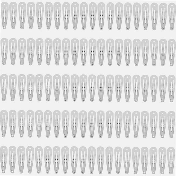 100 Pack Bulk 2 Inch 5 CM Small Metal Snap Hair Clips With Hole Silver Barrettes Hairpins Clips Thin Fine Bang Hair Holder Craft DIY Hair Accessories for Women Girl Kids Toddlers Baby