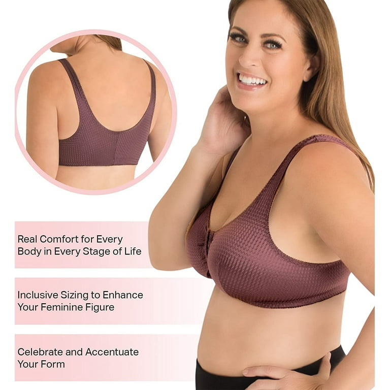 Leading Lady Marlene Zig Zag Nylon Front Closure Bra 151 50 DD F G Wistful Mauve
