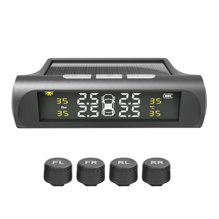 Solar Tire Pressure Monitoring System External Wireless TPMS with 4 Sensors for Car SUV Truck Real Time Display Solar Charging