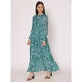 thumbnail image 4 of DressBerry Women's Printed Floor Length Georgette Dress Puff Sleeves Tiered Summer Wear Flared Maxi Dress, 4 of 7
