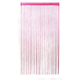 Sparkling String Curtains Pack Of 2 Silver Ribbon Thread Door