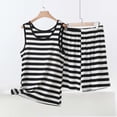 thumbnail image 2 of biudgviw Plus Size Pajama Sets for Women 2 Piece Striped Sleepwear Sleeveless Crewneck Tank Tops with Shorts Pj Set Comfy Loungewear, 2 of 5